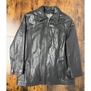 Vintage Tannery West Jacket Mens Large Black Leather Bomber Thinsulate Pockets
